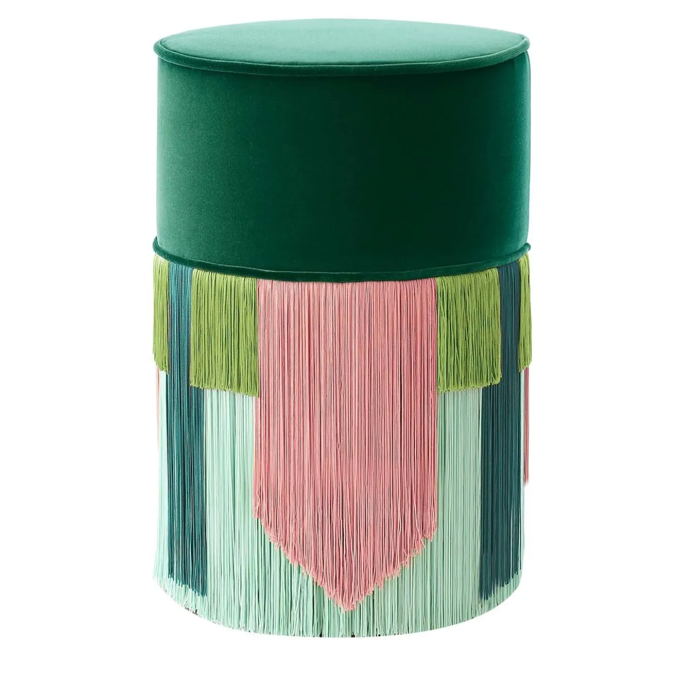Pouf cravatta geometrico Couture verde e rosa