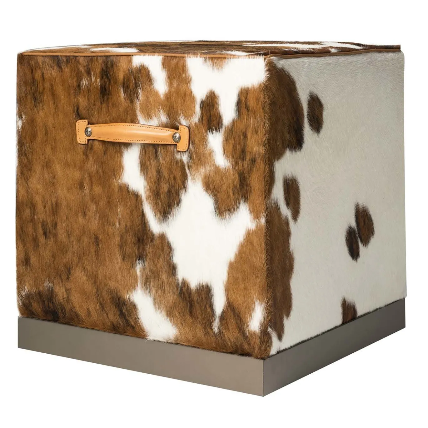 Pouf cubico Zazà in pelle Cavallino