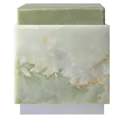 Pouf Cubo Alfie con Cuscino Verde e Base in Onice