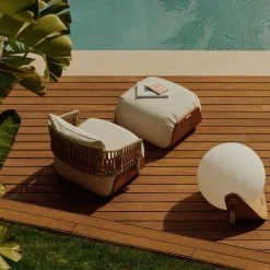 Pouf da esterno Kathryn in tessuto beige