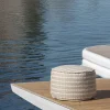 Pouf da esterno Soft Cay in tessuto beige e bianco