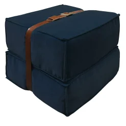 Pouf Docker in velluto blu scuro
