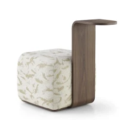 Pouf Dondo Cubo Bianco con manico in noce