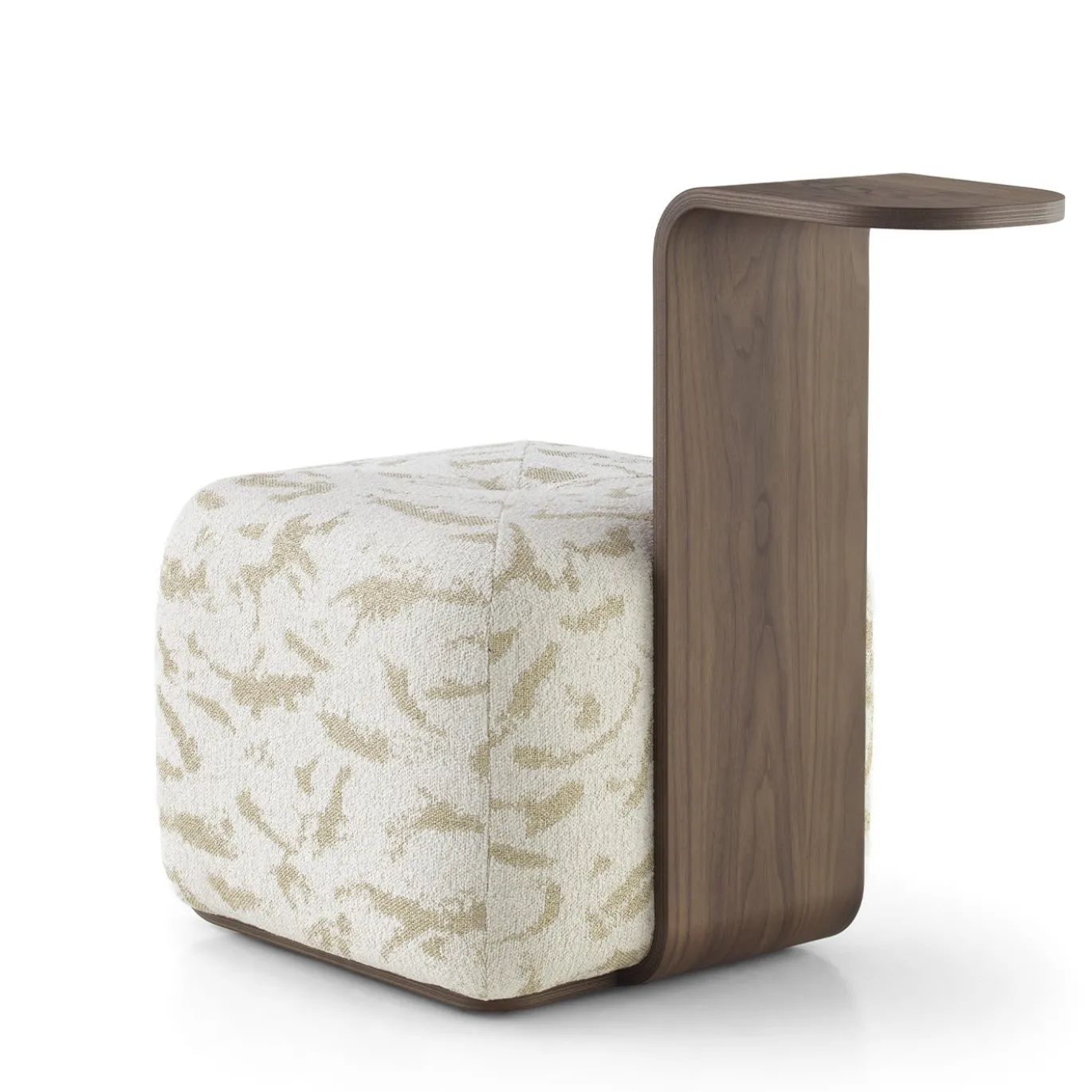 Pouf Dondo Cubo Bianco con manico in noce