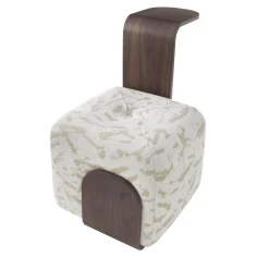 Pouf Dondo Cubo Bianco con manico in noce