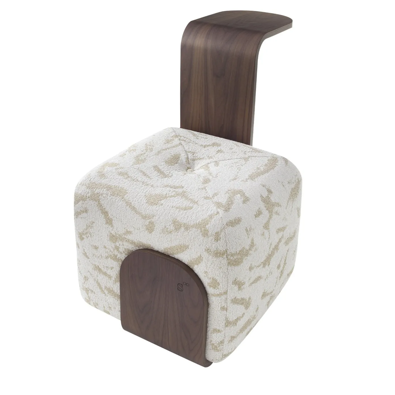 Pouf Dondo Cubo Bianco con manico in noce