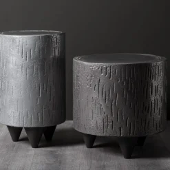 Pouf e tavolino grigio