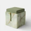 Pouf Gabi con Cuscino Verde e Base Onice