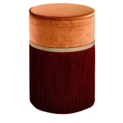 Pouf geometrico arancione e bordeaux di Decò Couture