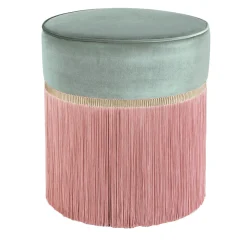 Pouf geometrico bicolore Couture rosa e menta