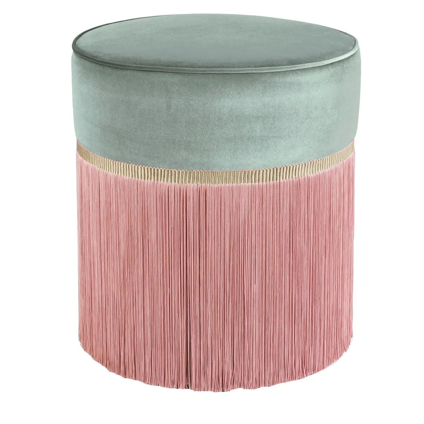 Pouf geometrico bicolore Couture rosa e menta