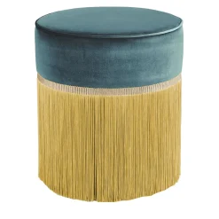 Pouf geometrico bicolore Emerald e Mustard Couture