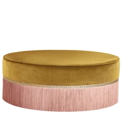 Pouf geometrico bicolore giallo e rosa Couture