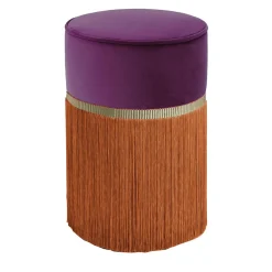 Pouf geometrico bicolore viola e arancione Couture