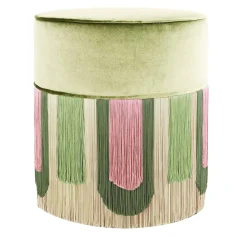 Pouf geometrico Couture Deco verde e rosa