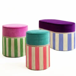 Pouf geometrico Couture Riga Medium rosa e verde