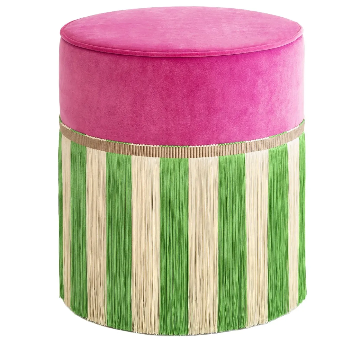 Pouf geometrico Couture Riga Medium rosa e verde