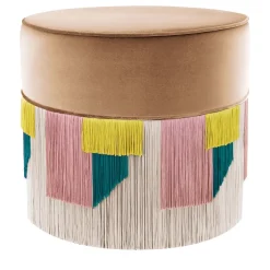 Pouf geometrico Geo Couture beige