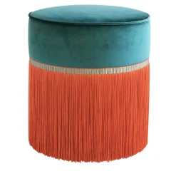 Pouf geometrico verde e arancione Decò Couture