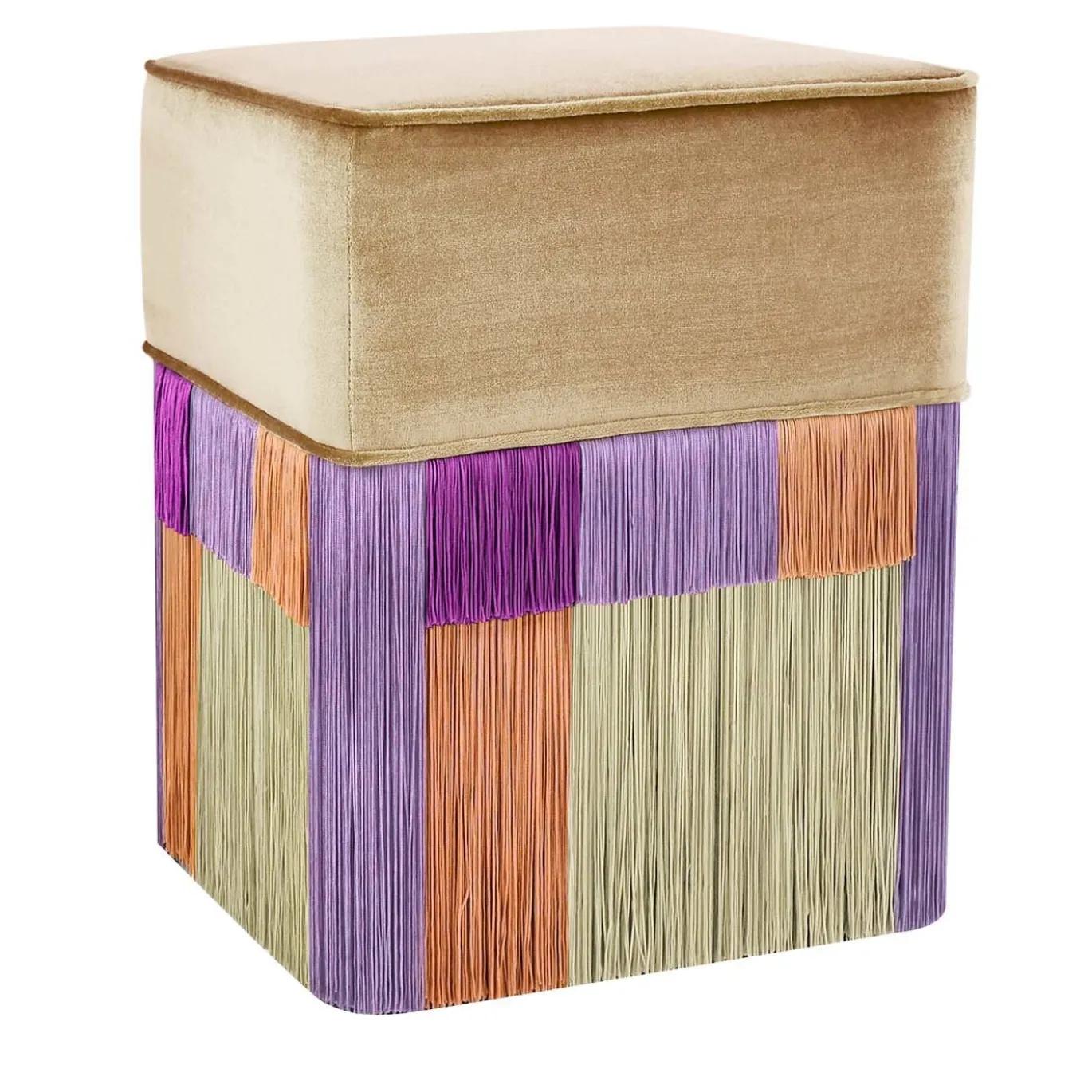 Pouf geometrico Wien Couture beige e viola
