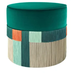 Pouf geometrico Wien Couture verde e arancione