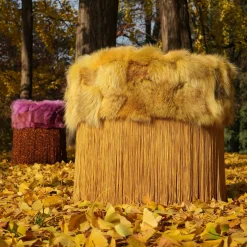 Pouf giallo patchwork di Lorenza Bozzoli