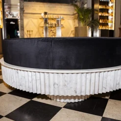 Pouf Grande Spike in Velluto Nero e Marmo di Carrara di Nick Maltese