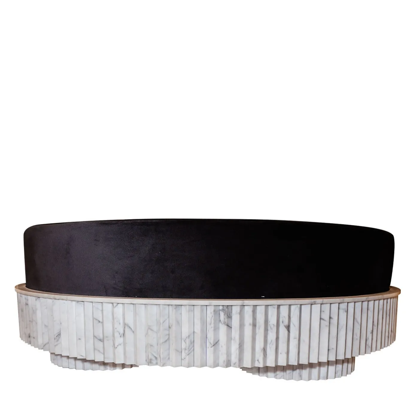 Pouf Grande Spike in Velluto Nero e Marmo di Carrara di Nick Maltese