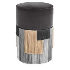 Pouf grigio a righe geometriche Couture