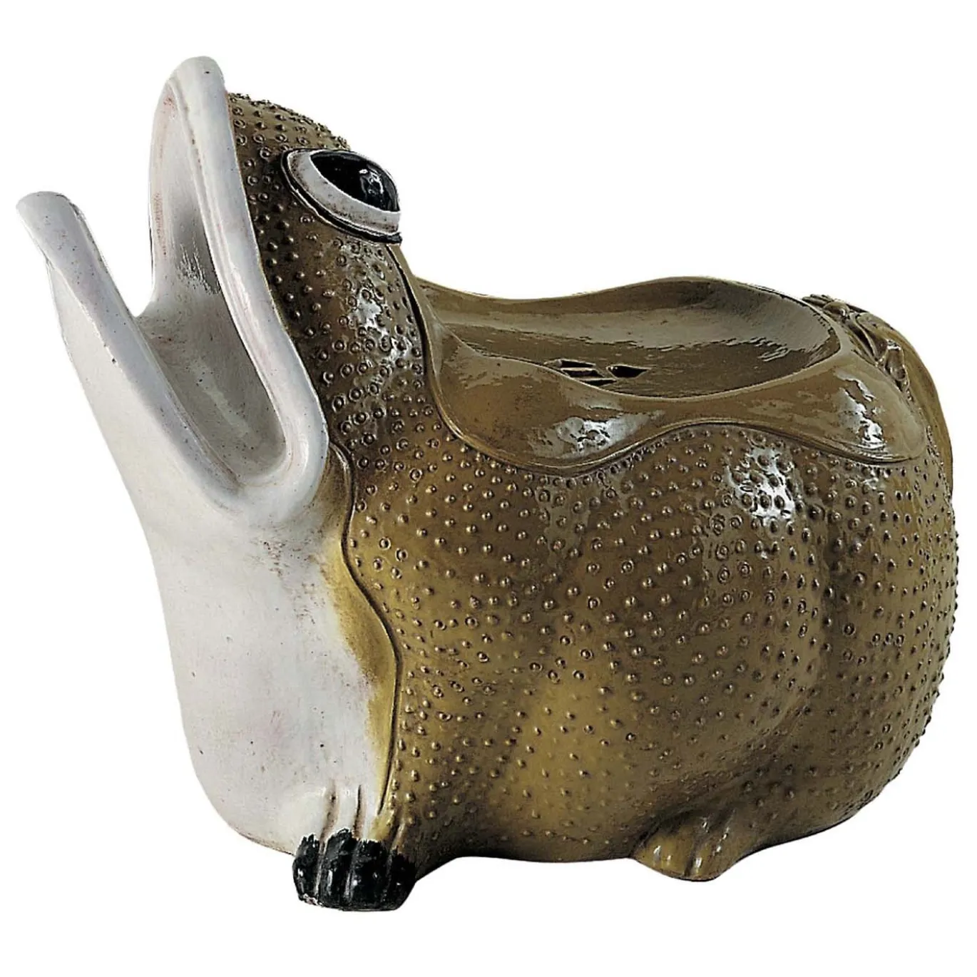 Pouf in ceramica verde oliva Frog