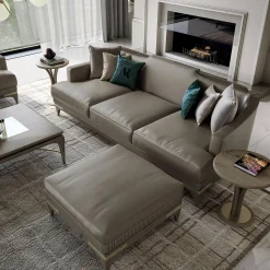 Pouf in pelle beige