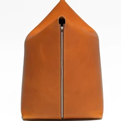 Pouf in pelle Cognac Mao di Viola Tonucci