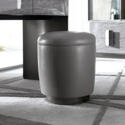 Pouf in pelle grigia