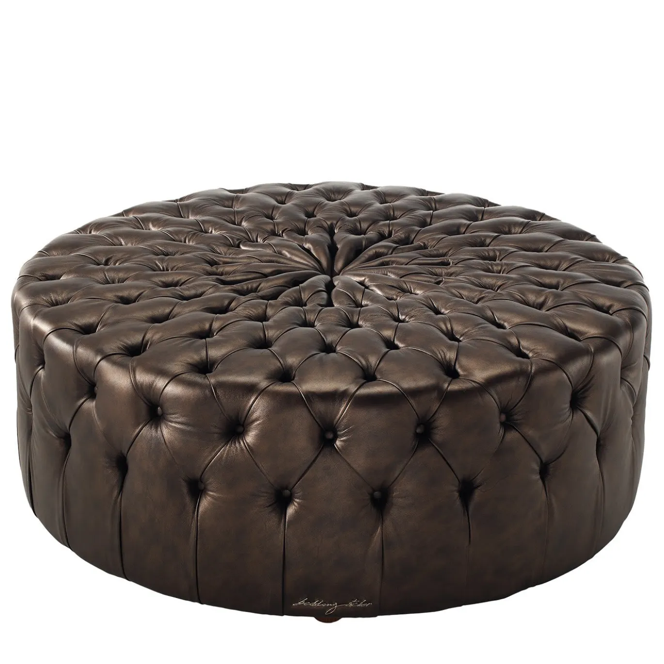 Pouf in pelle marrone Beverly