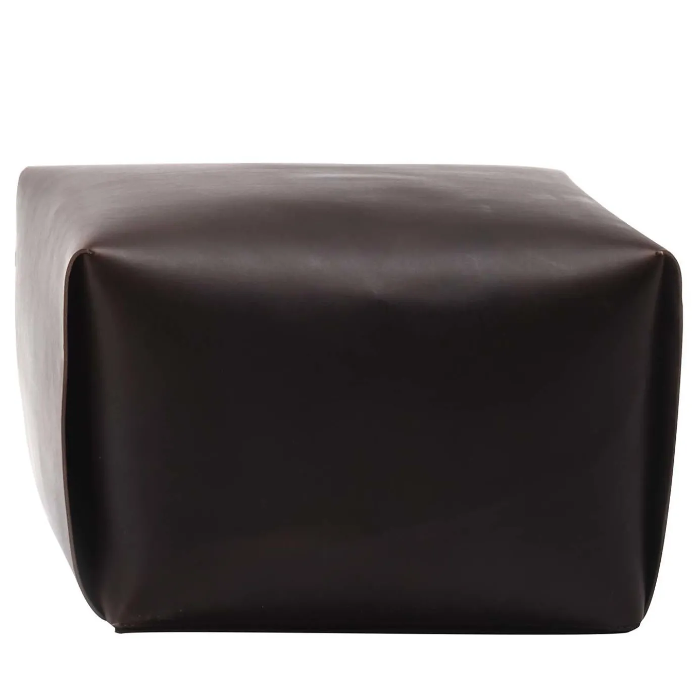 Pouf in pelle marrone scuro Big Bao di Viola Tonucci