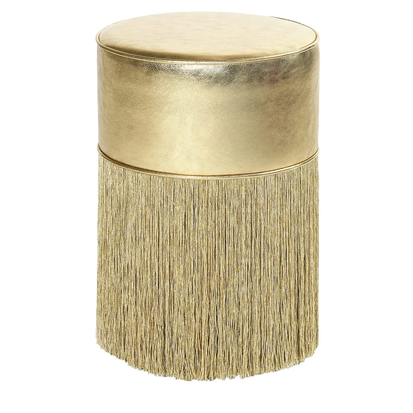 Pouf in pelle metallizzata color oro di Lorenza Bozzoli