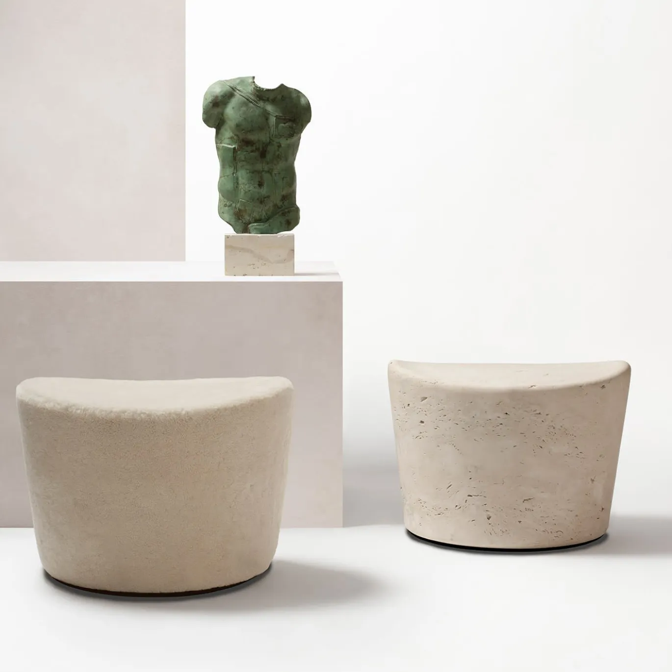 Pouf in pelle Shearling