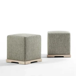 Pouf in tessuto grigio Juliette