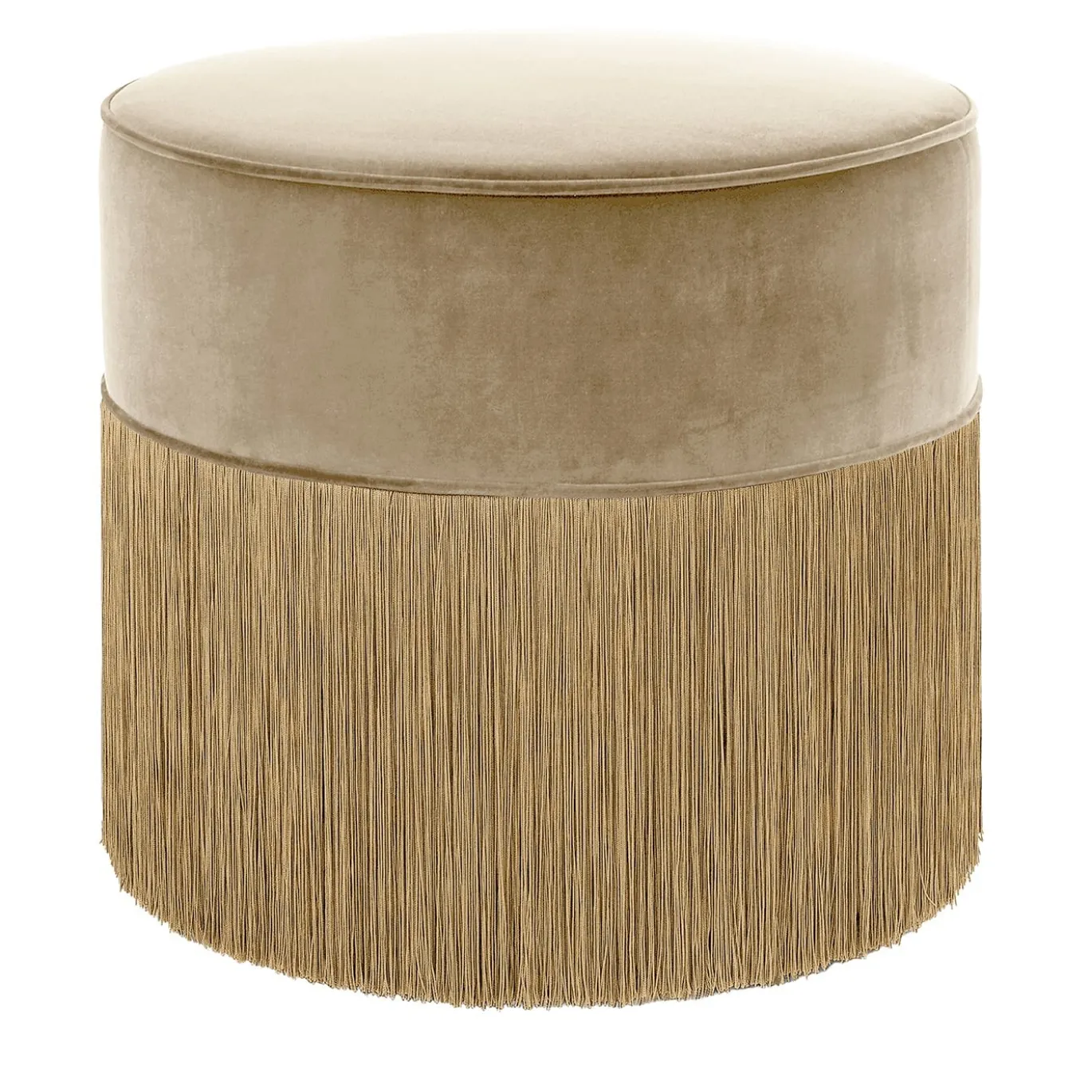 POUF IN VELLUTO BEIGE TINTA UNITA