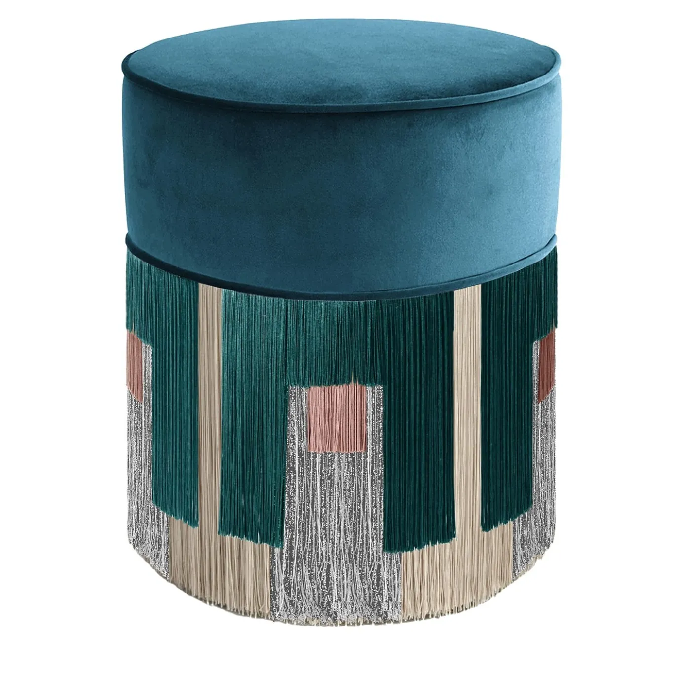 Pouf in velluto blu zaffiro Treasure di Lorenza Bozzoli