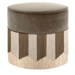 Pouf in velluto marrone e grigio Plissé
