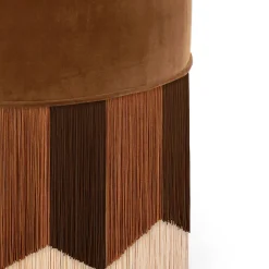 Pouf in velluto Plissé Cognac