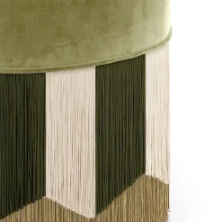 Pouf in velluto verde muschio Plissé