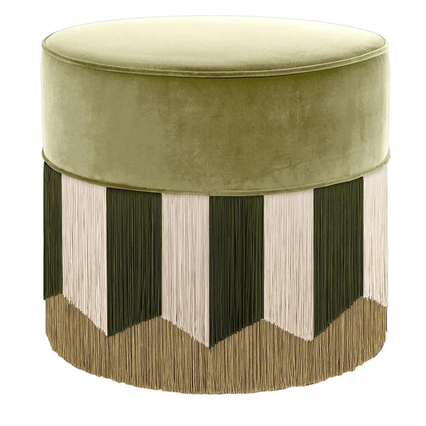 Pouf in velluto verde muschio Plissé