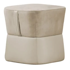 Pouf Iseo in tessuto e pelle beige disegnato da Marco Piva