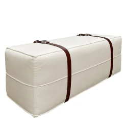 Pouf lungo Docker in velluto bianco crema