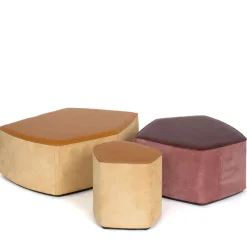 Pouf medio in pelle color vinaccia