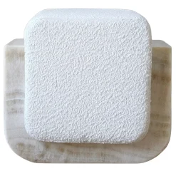 Pouf Oggi con cuscino bianco e base in onice avorio