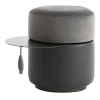 Pouf Otto in tessuto e pelle con tavolino estraibile