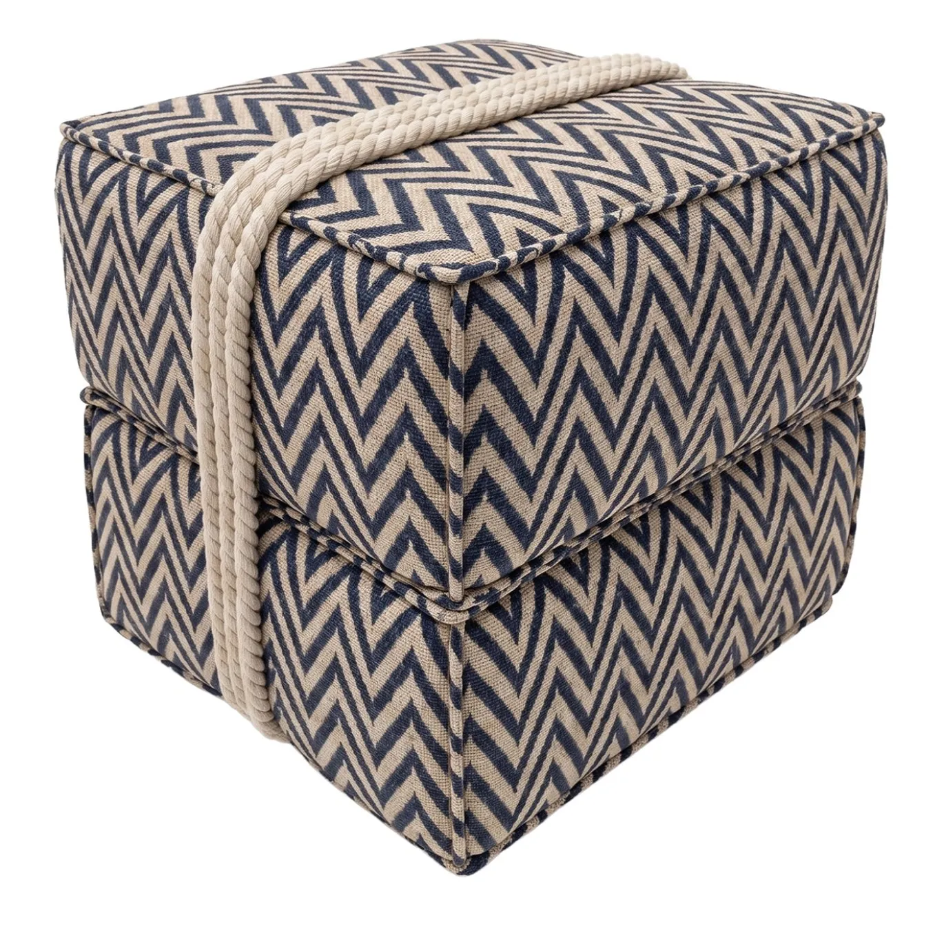 Pouf per esterni Docker in tessuto bublè chenille blu